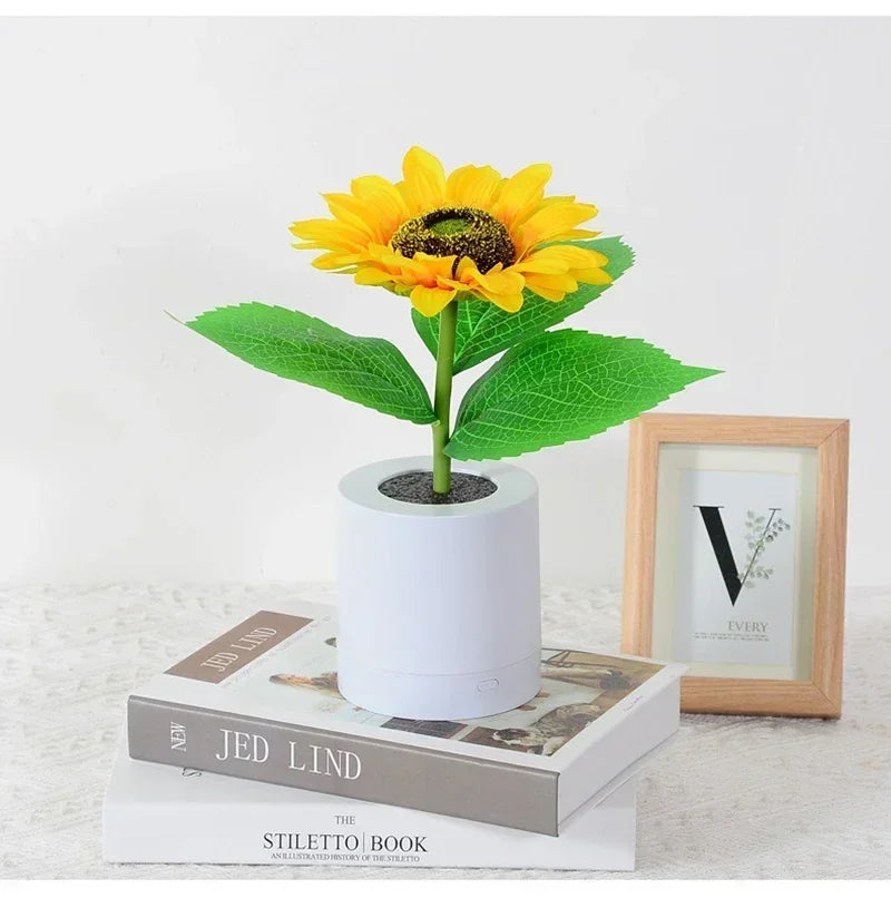 Rechargeable Sunflower LED Night Light — Boho Desk Lamp Aesthetic Room Decor