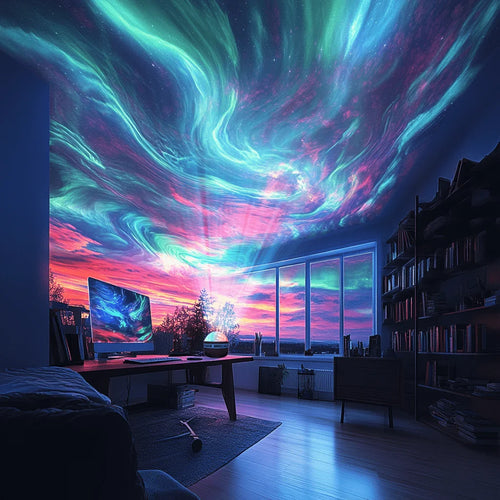 Aurora Borealis Galaxy Projector — 7-Color LED Starry Sky Night Light for Bedroom