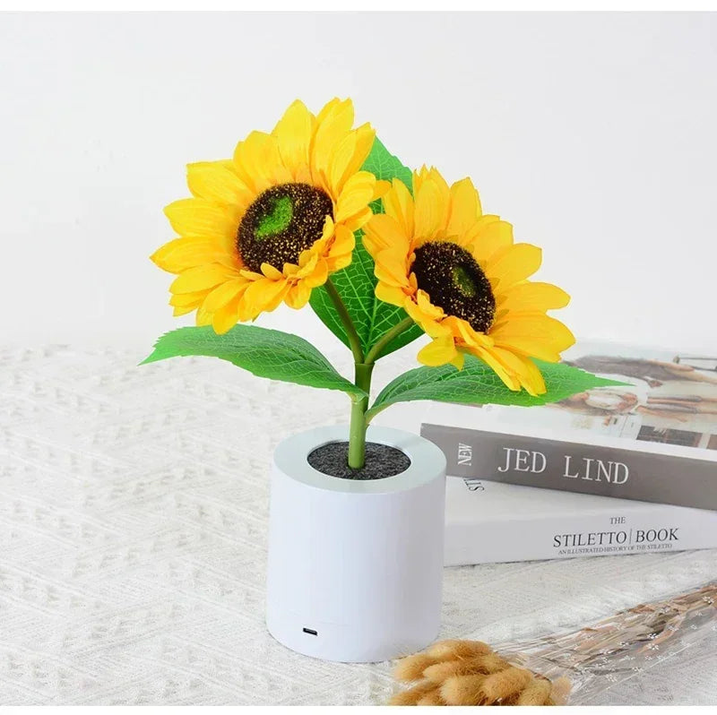 Rechargeable Sunflower LED Night Light — Boho Desk Lamp Aesthetic Room Decor
