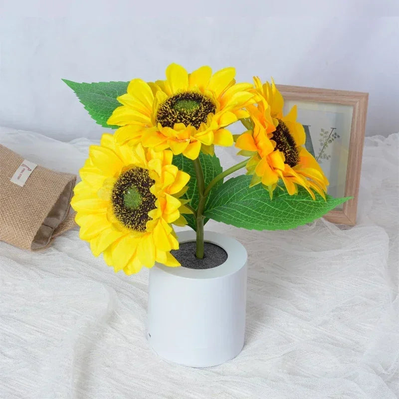 Rechargeable Sunflower LED Night Light — Boho Desk Lamp Aesthetic Room Decor