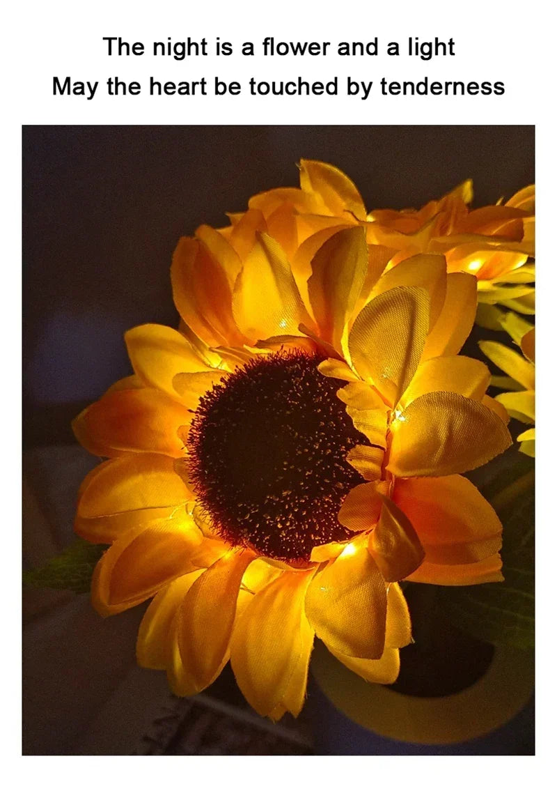 Rechargeable Sunflower LED Night Light — Boho Desk Lamp Aesthetic Room Decor