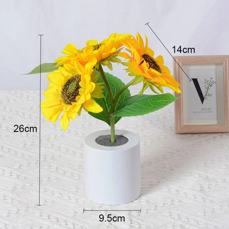 Rechargeable Sunflower LED Night Light — Boho Desk Lamp Aesthetic Room Decor