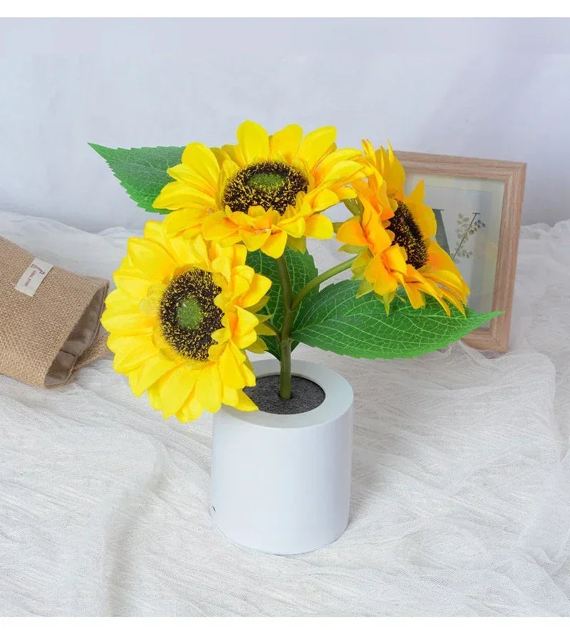 Rechargeable Sunflower LED Night Light — Boho Desk Lamp Aesthetic Room Decor