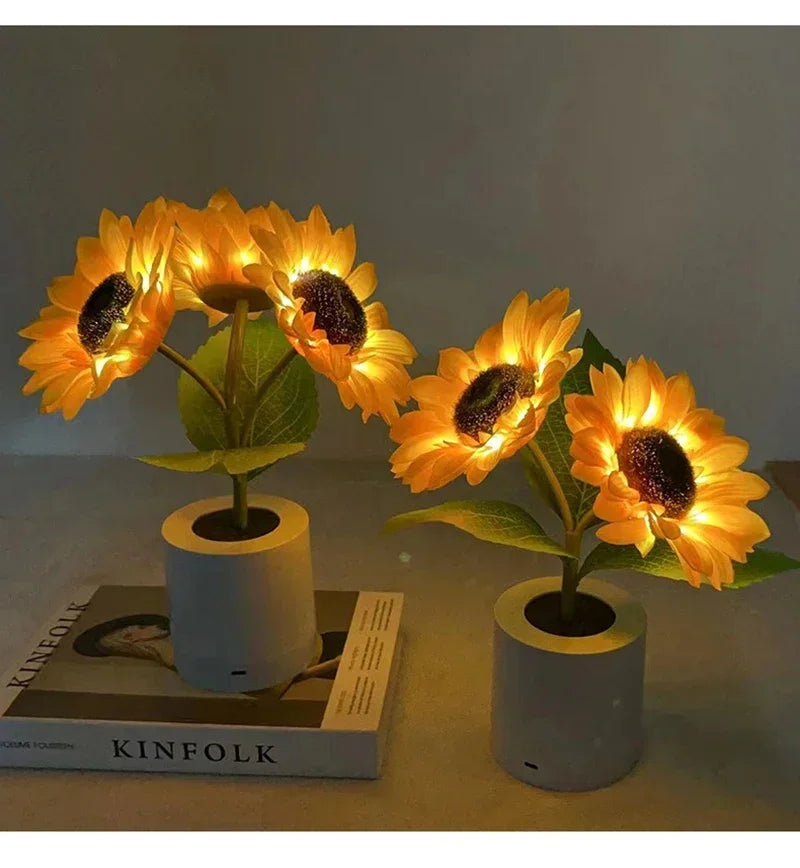 Rechargeable Sunflower LED Night Light — Boho Desk Lamp Aesthetic Room Decor
